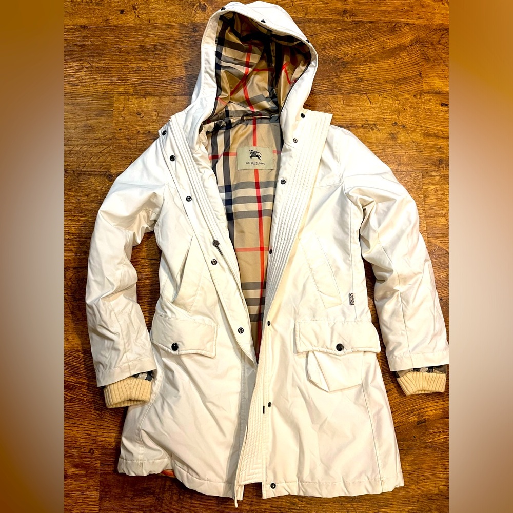 Burberry authen parka jacket women’s size Small